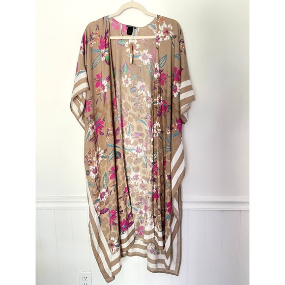 Steve Madden Floral Handkerchief Duster Kimono One Size  Neutral Boho New NWT - Picture 1 of 14